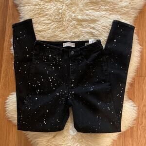 Social Standard by Sanctuary Black Jeans w/ Silver Splatter Paint Dots EUC Sz 4